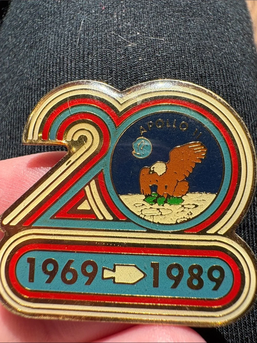 Apollo 11 20th Anniversary Enamel Pin - Blue, Red, Gold
